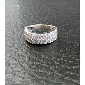 Sterling Silver Cubic Zirconia Pave Set 8mm Wide Band Ring Size 8 Marked SW925CZ